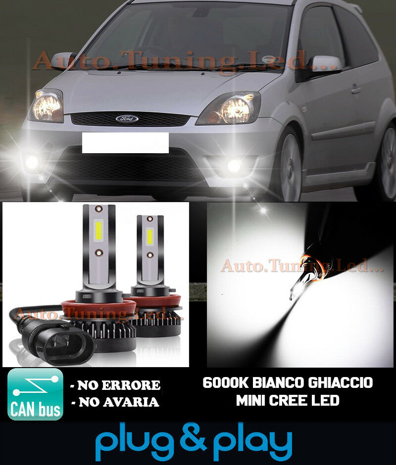 LAMPADE FENDINEBBIA A LED CREE FORD FIESTA 5 V CAMBUS BIANCO GHIACCIO 8000LM