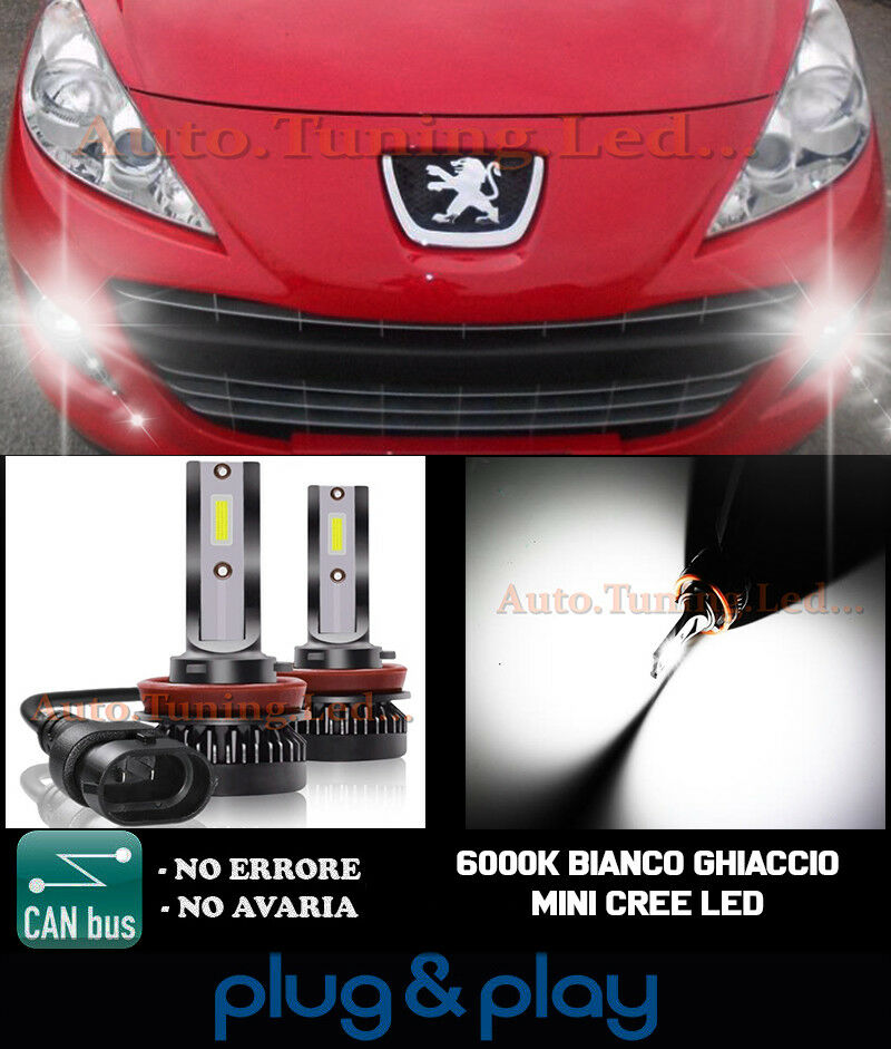 CREE LED FOG LIGHTS PEUGEOT 207 CAMBUS ICE WHITE 8000LM