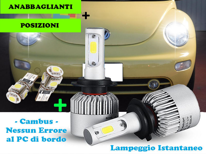LAMPADE ANABBAGLIANTI CREE LED + T10 POSIZIONI PER VW NEW BEETLE 1998-2005