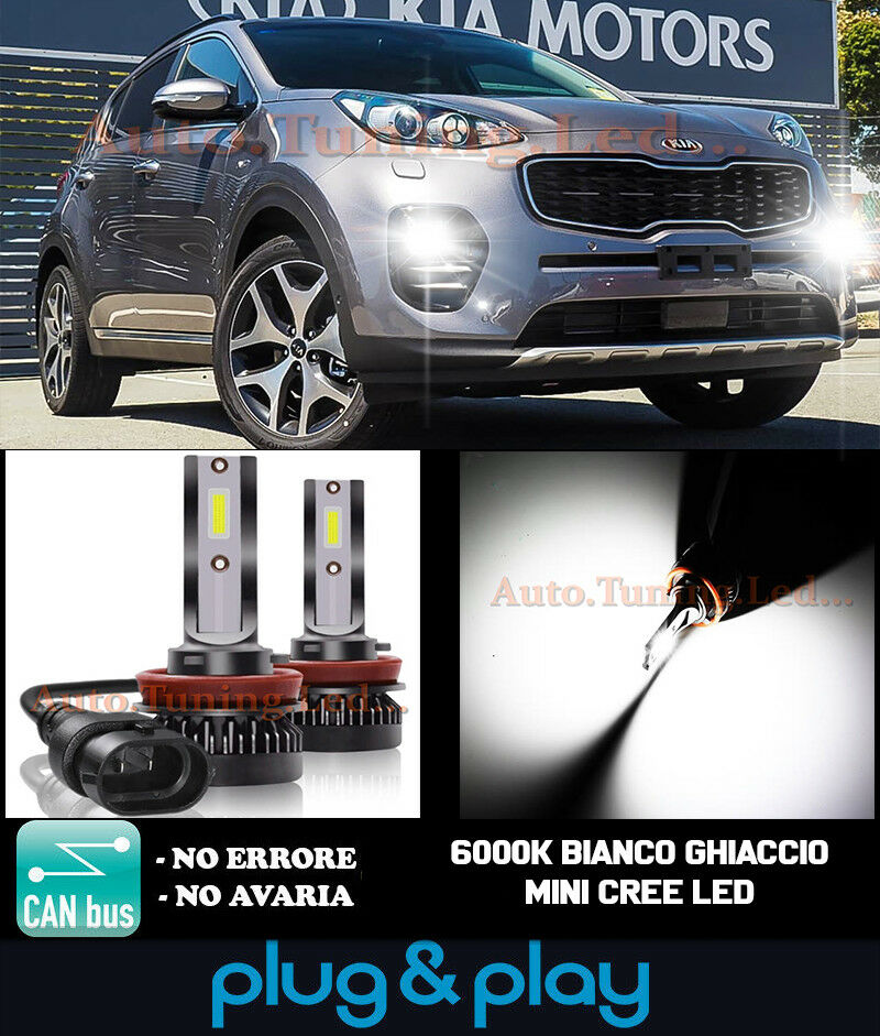 LAMPADE FENDINEBBIA A LED CREE KIA SPORTAGE 4 QL CAMBUS BIANCO GHIACCIO 8000LM