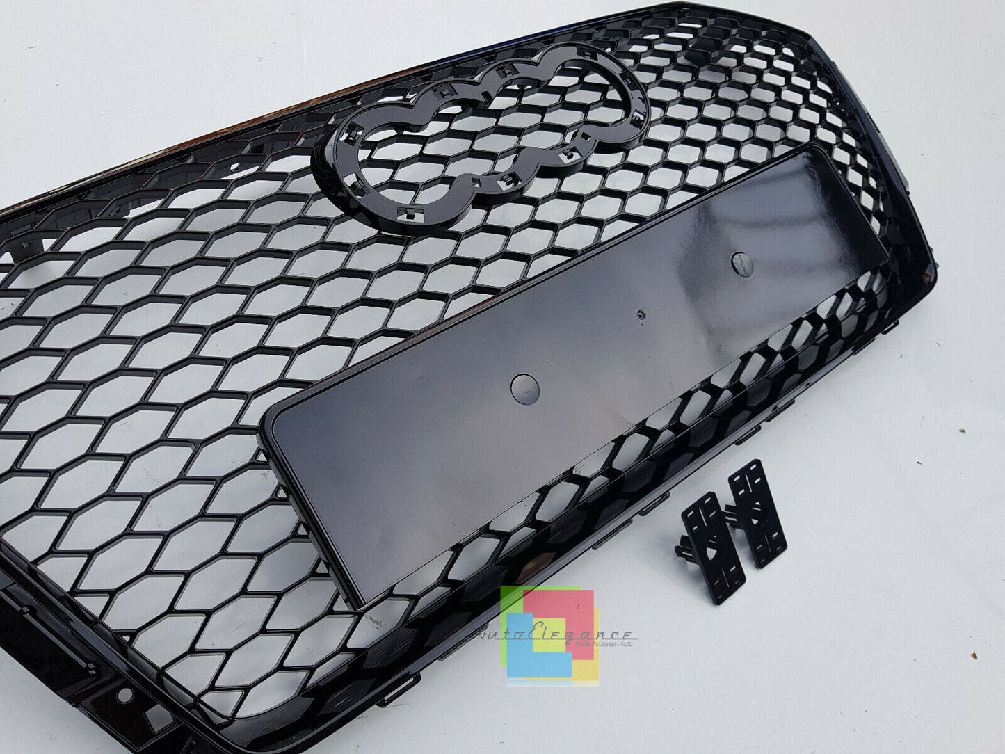 CALANDRA RS4 NIDO D'APE BLACK - AUDI A4 B9 2015+ GRIGLIA ANTERIORE BORDO NERO AUTOELEGANCERICAMBI