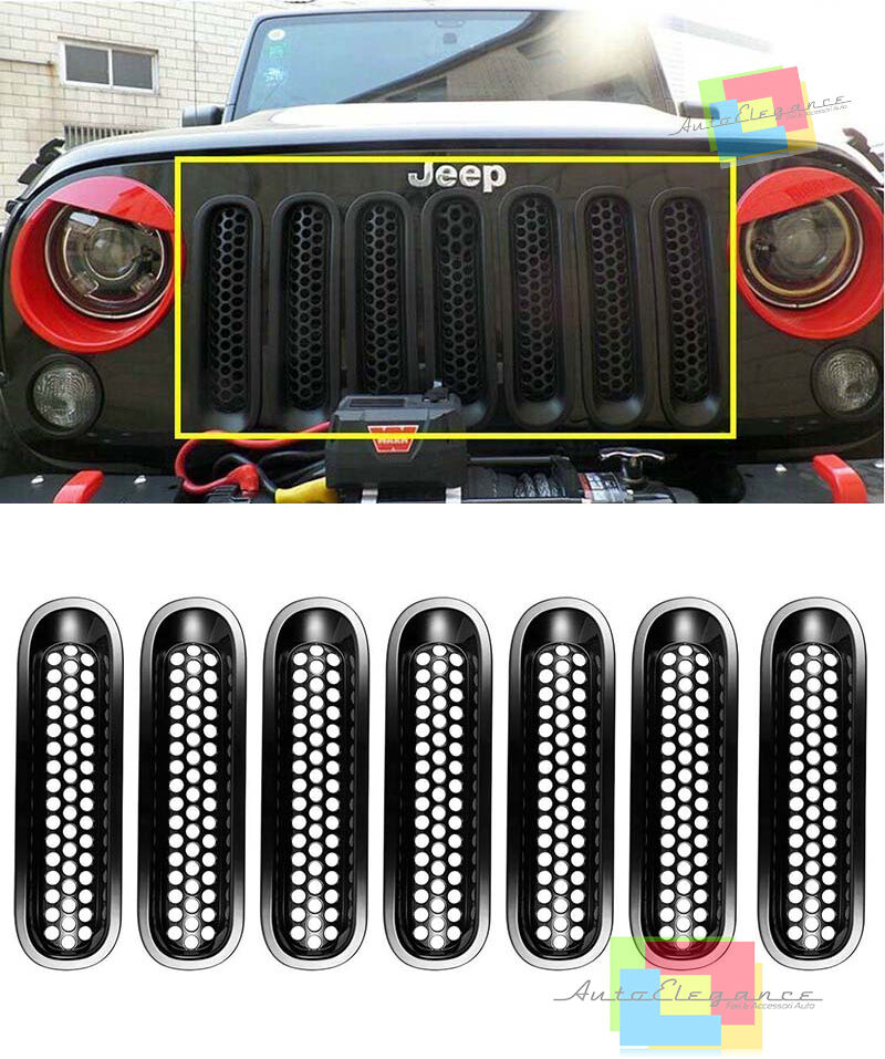 FRONT GRILLE ADHESIVE JEEP WRANGLER JK 2007-2016 BLACK DESIGN IN ABS