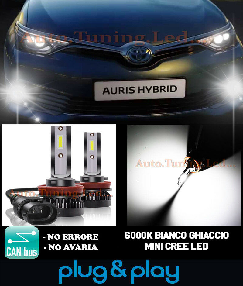 LAMPADE FENDINEBBIA A LED CREE TOYOTA AURIS II CAMBUS BIANCO GHIACCIO 8000LM