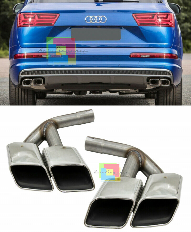 AUDI Q7 4M 2015-2019 TERMINALI DI SCARICO ACCIAIO INOX CROMATO LOOK SQ7 AUTOELEGANCERICAMBI