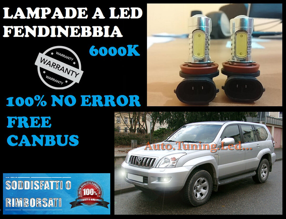 LAMPADE FENDINEBBIA H8 LED CREE RESISTENZA CANBUS 6000K LAND CRUISER 04-09
