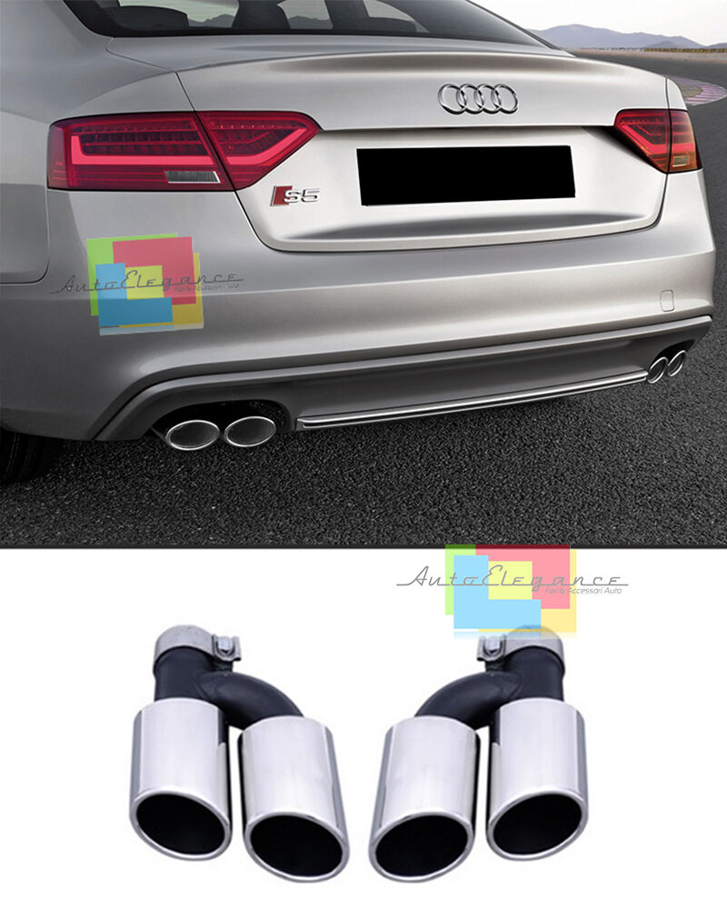 COPPIA TERMINALI DOPPIO SCARICO AUDI A5 COUPE SPORTBACK - ACCIAIO INOX LOOK S5 AUTOELEGANCERICAMBI