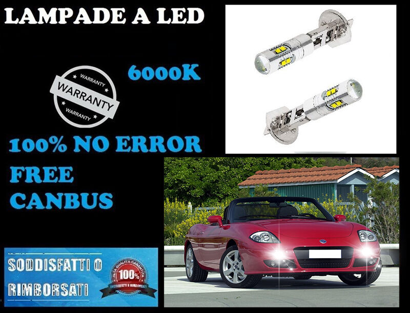 COPPIA FENDINEBBIA LED H1 NO ERROR EFFETTO XENON FIAT BARCHETTA AUTOELEGANCERICAMBI