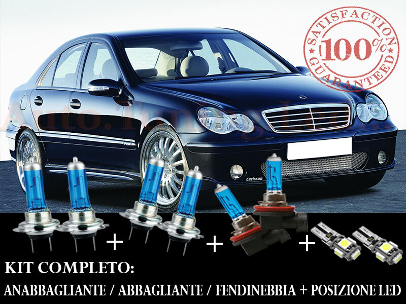MERCEDES CLASSE C W203 SET COMPLETO LAMPADE BLU XENON + POSIZIONE A LED