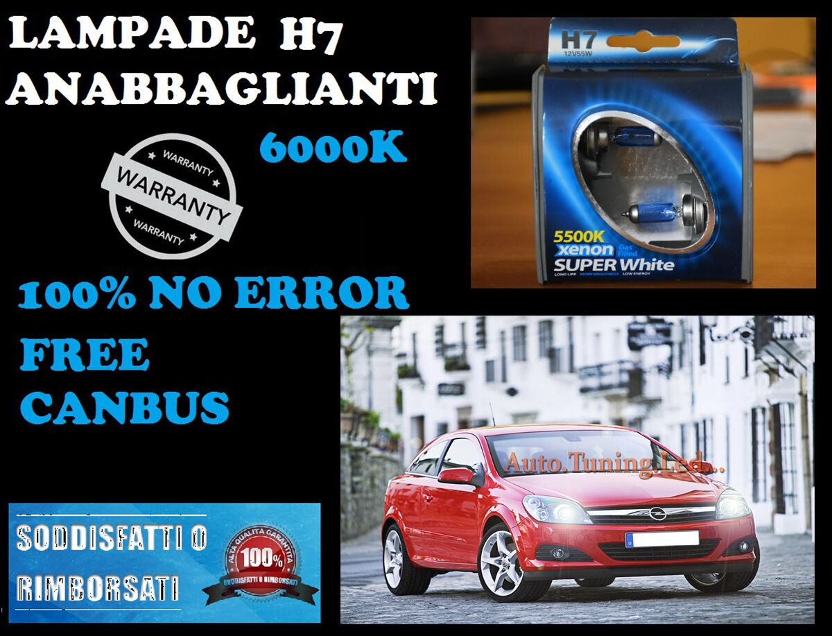 OPEL ASTRA H GTC 05-09 COPPIA LAMPADE H7 BLUE XENON BIANCO ANABBAGLIANTE 55W 12V