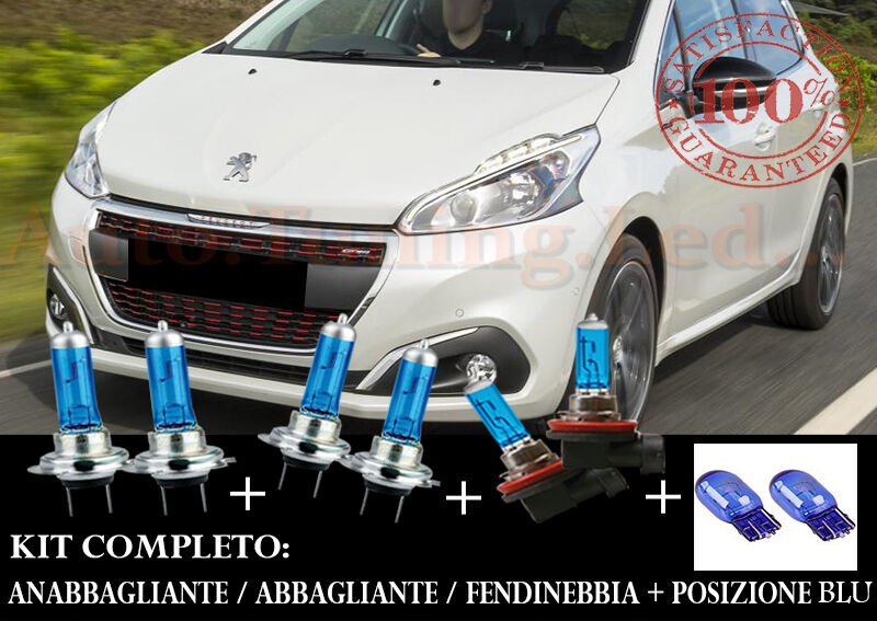 PEUGEOT 208 SET COMPLETO LAMPADE BLU XENON + POSIZIONE BLU T20
