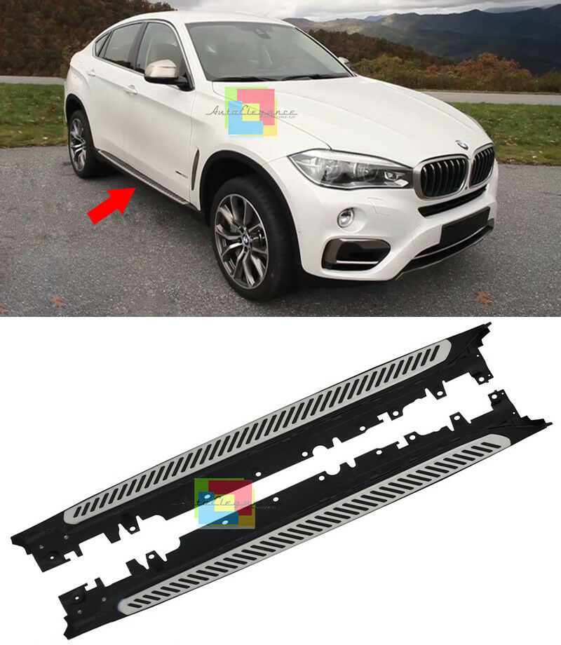 PEDANE LATERALI PER BMW X6 F16 2014+ SOTTOPORTA IN ALLUMINIO TOP QUALITA' .-.