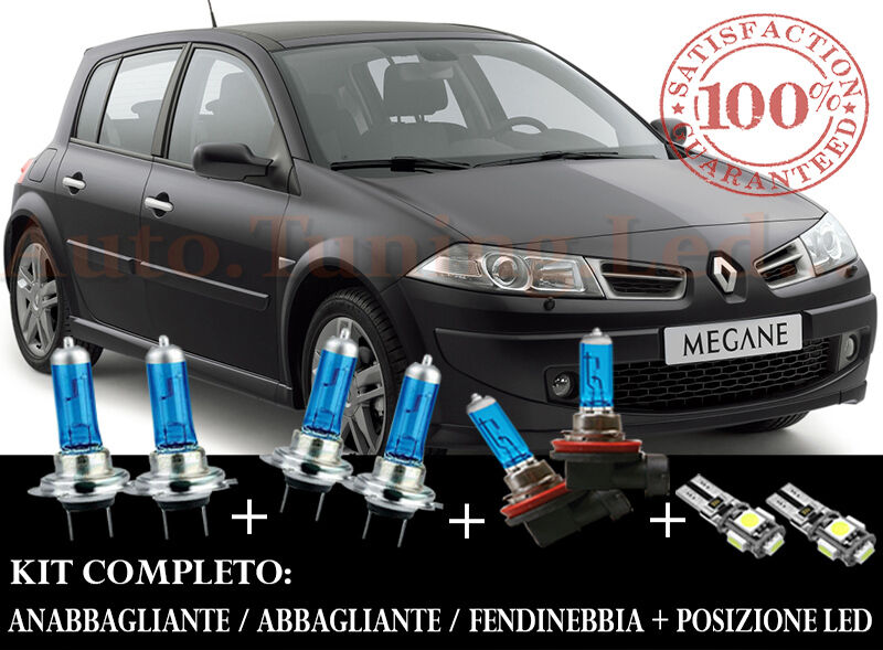 RENAULT MEGANE 2003-2008 SET COMPLETO LAMPADE BLU XENON + POSIZIONE A LED