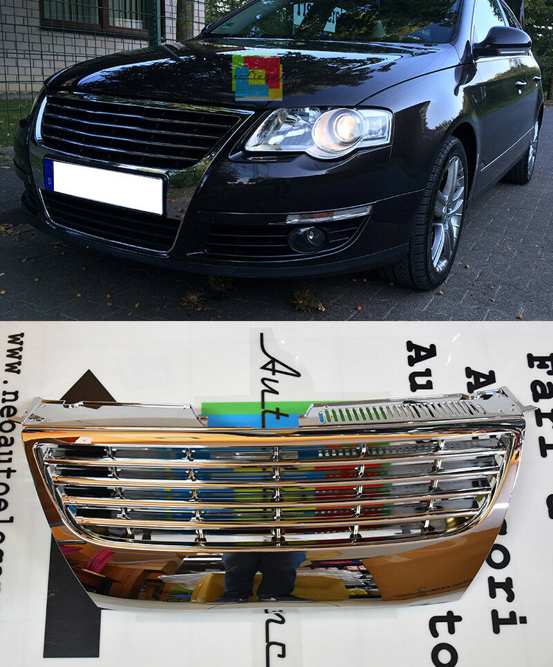 VW PASSAT 3C B6 2005-2010 CHROME FRONT GRILLE WITHOUT PDC HOLES MASK