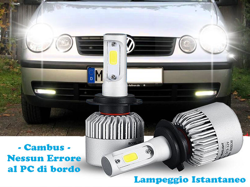 LAMPADE ANABBAGLIANTI LED VW POLO 9N 02-09 LAMPEGGIO ISTANTANEO 6000K
