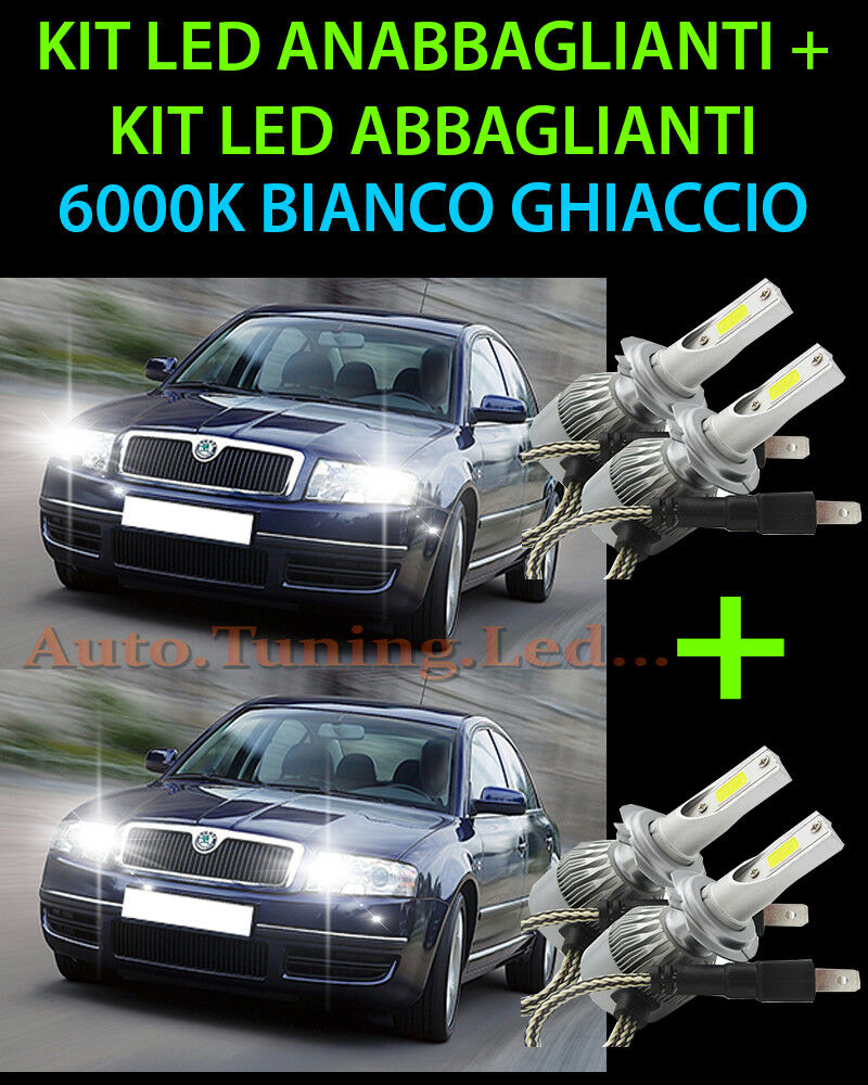 KIT LED LAMPADE ABBAGLIANTI & ANABBAGLIANTI PER SKODA SUPERB 2001-2008 -.