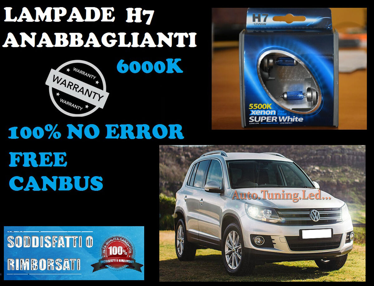 VW TIGUAN 2014 IN POI COPPIA LAMPADE H7 BLUE XENON BIANCO ANABBAGLIANTE 55W 12V