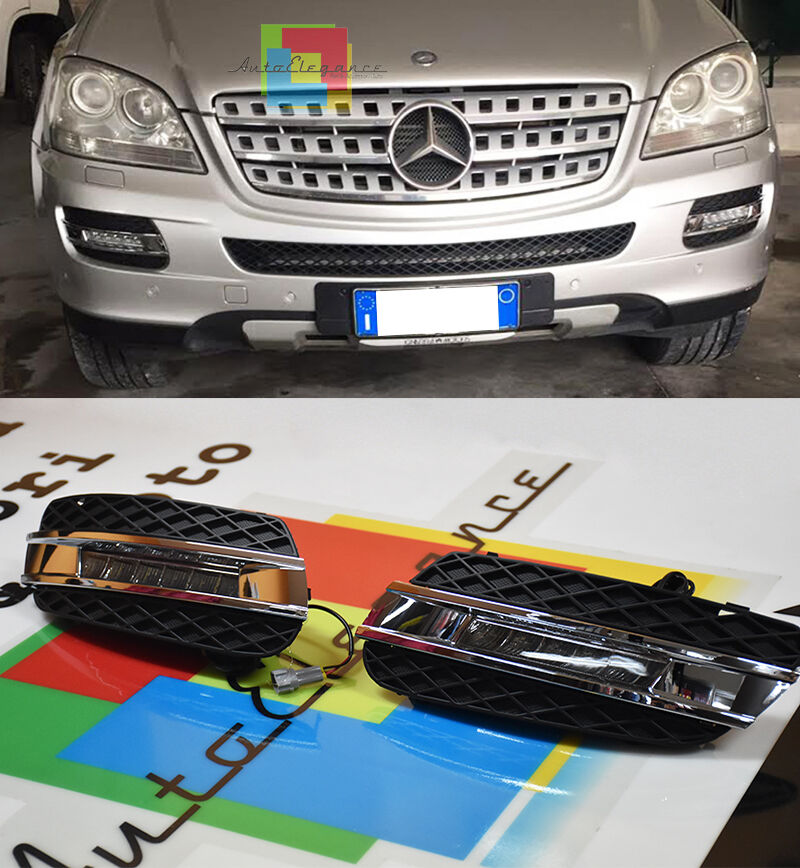 LED Fog Light Grilles FOR MERCEDES ML W164 2005 - 2008 DRL Daytime Running Lights