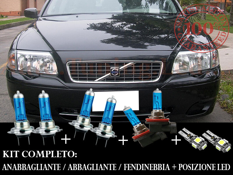VOLVO S80 1998-2006 SET COMPLETO LAMPADE BLU XENON + POSIZIONE A LED