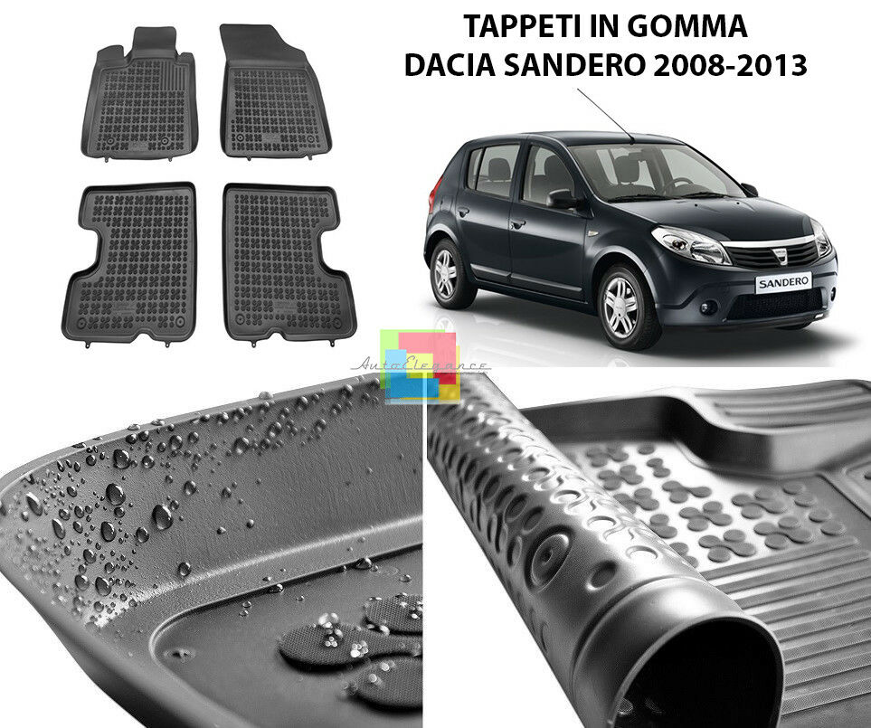 DACIA SANDERO 2008-2013 TAPPETINI AUTO IN GOMMA - TAPPETI TOP QUALITA -1 AUTOELEGANCERICAMBI