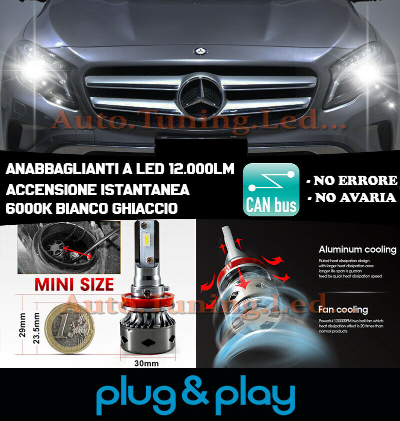 MERCEDES GLA INSTANT NO FAILURE LED LOW BEAM HEADLIGHTS 12,000LM