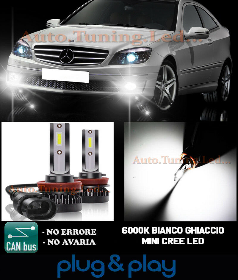 LAMPADE FENDINEBBIA A LED CREE MERCEDES CLASSE CLC CAMBUS BIANCO GHIACCIO 8000LM