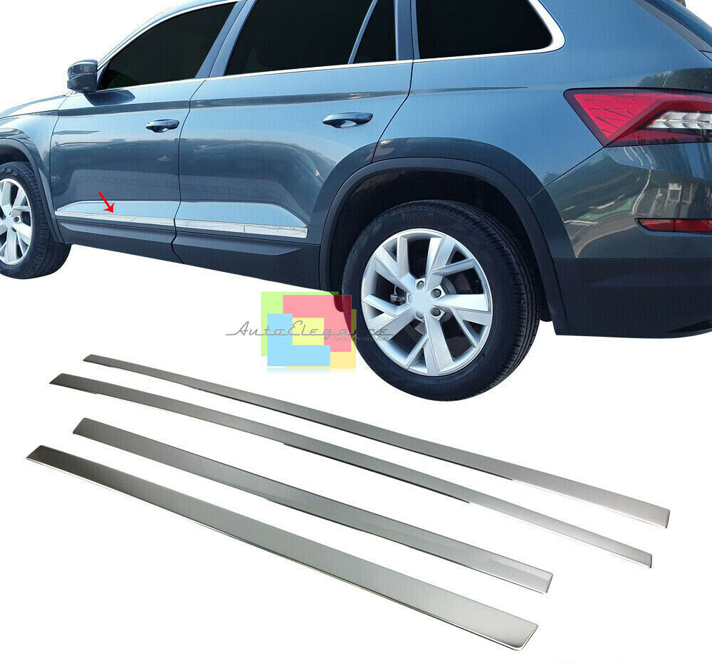 ADHESIVE MOULDINGS FOR SKODA KODIAQ 2017+ CHROME FRAMES STAINLESS STEEL.