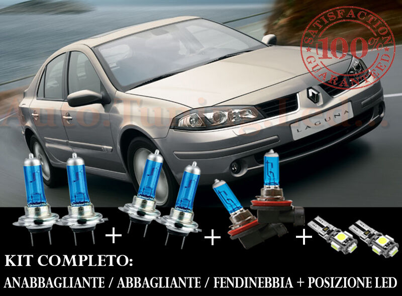 RENAULT LAGUNA 2001-2007 COMPLETE SET BLUE XENON LAMPS + LED POSITION