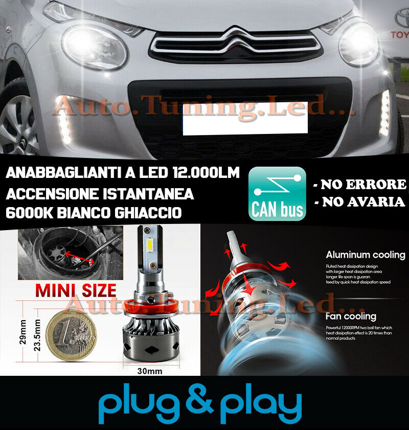 CITROEN C1 II LED LOW BEAM HEADLIGHTS INSTANT NO FAILURE 12,000LM