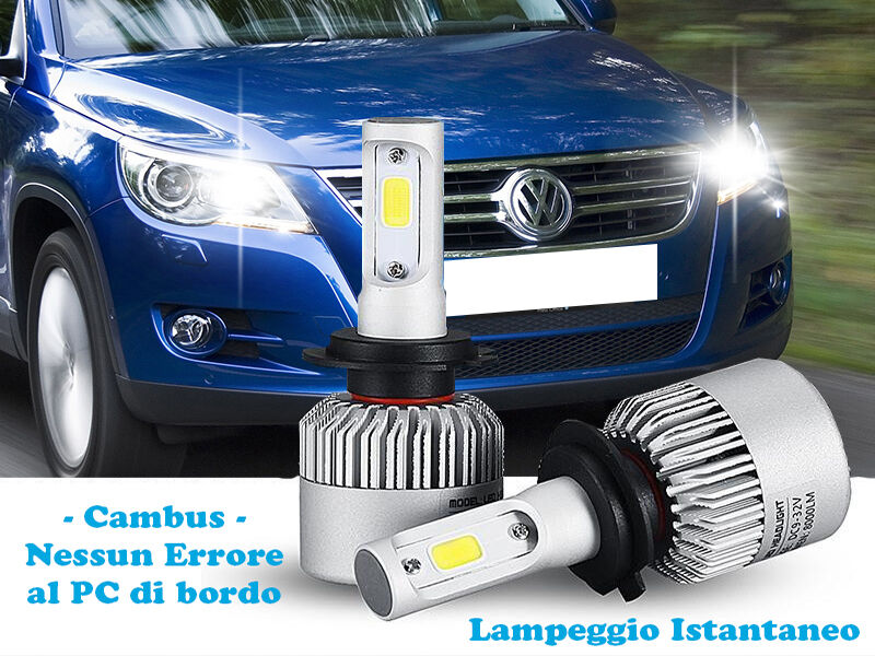 LAMPADE ABBAGLIANTI LED VW TIGUAN 2007-2011 LAMPEGGIO ISTANTANEO 6000K CREE
