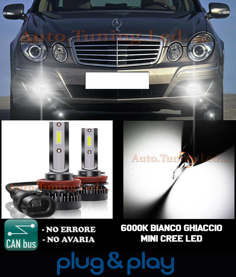 LAMPADE FENDINEBBIA A LED CREE MERCEDES E W211 CAMBUS BIANCO GHIACCIO 8000LM