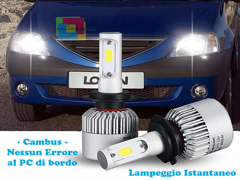 LAMPADE ABBAGLIANTI ANABBAGLIANTI LED DACIA LOGAN 2004+ ISTANTANEO 6000K CREE