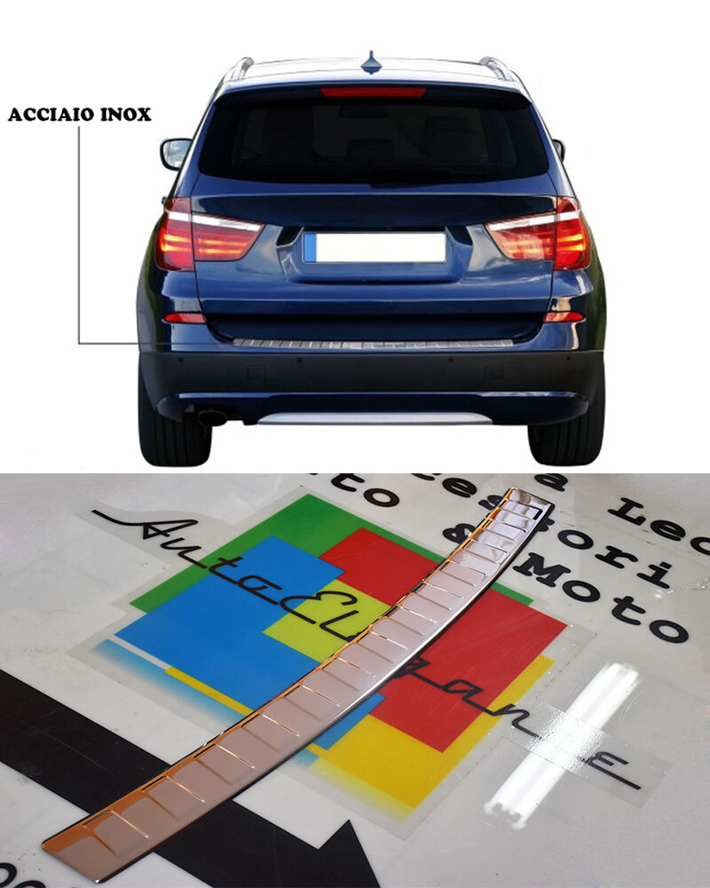 CROMATURA POSTERIORE ACCIAIO INOX PER BMW X3 F25 2010+ PIASTRA PORTELLONE AUTOELEGANCERICAMBI