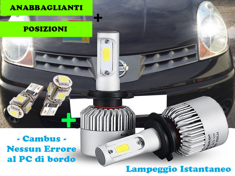 HIGH BEAM LOW BEAM + POSITIONS LED LAMPS NISSAN NOTE 2006-2012 CREE