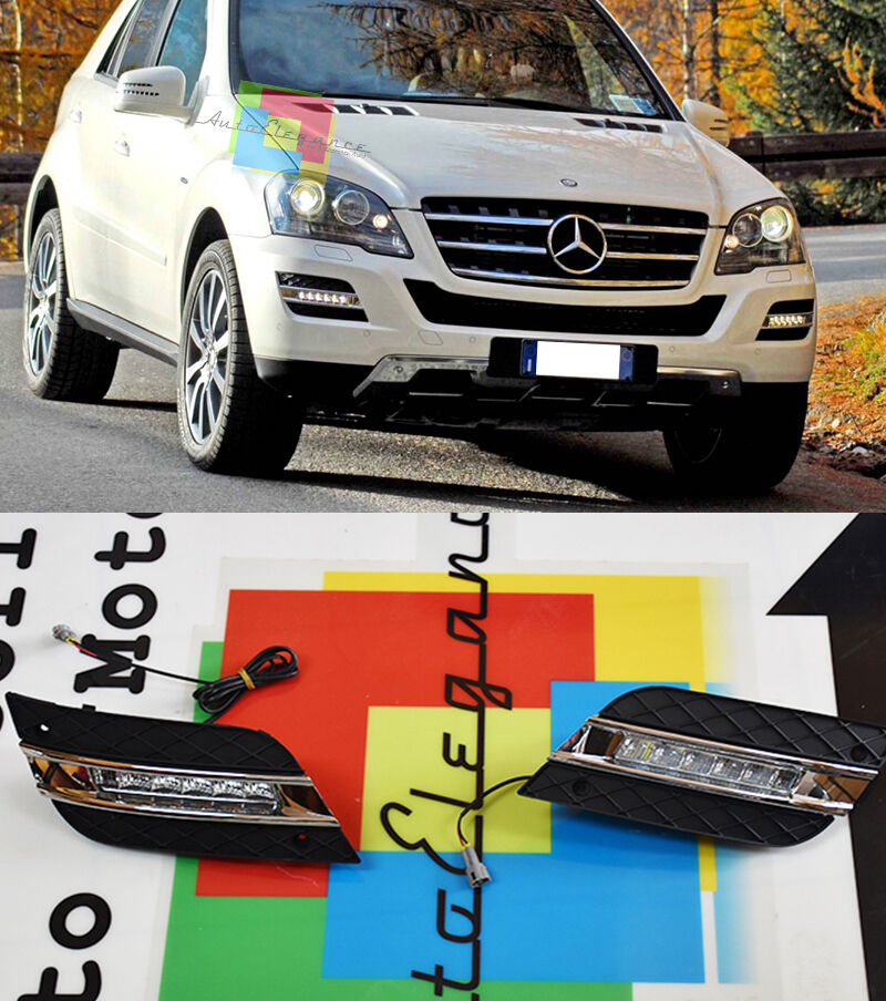 MERCEDES ML W164 2008-2011 LIFT LED Fog Lamp Grilles DRL Daytime Running Lights