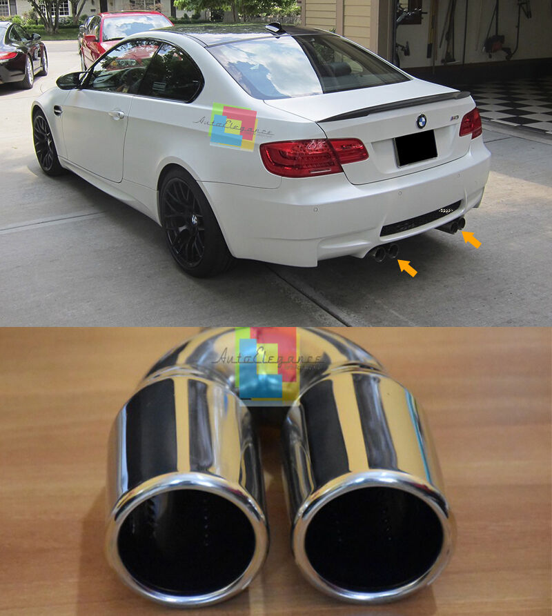 BMW SERIE 3 E92 E93 06-12 - 4x TERMINALI DI SCARICO ACCIAIO INOX DOPPIO USCITA AUTOELEGANCERICAMBI