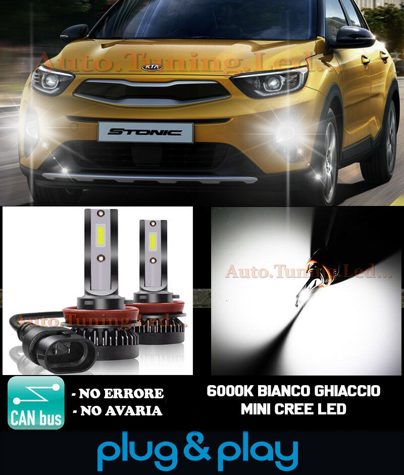 LAMPADE FENDINEBBIA A LED CREE KIA STONIC CAMBUS BIANCO GHIACCIO 8000LM