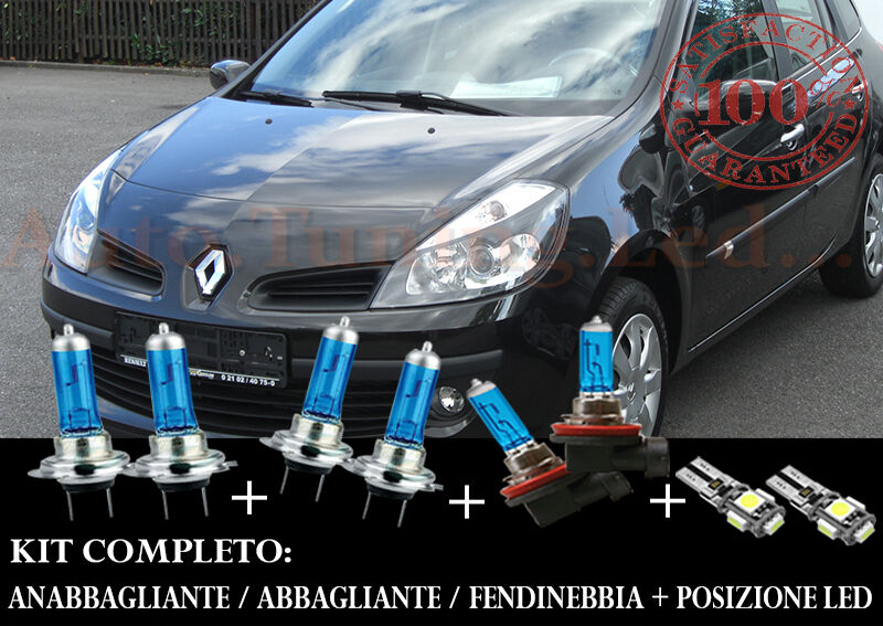 RENAULT CLIO 2005-2011 COMPLETE SET BLUE XENON LAMPS + LED POSITION
