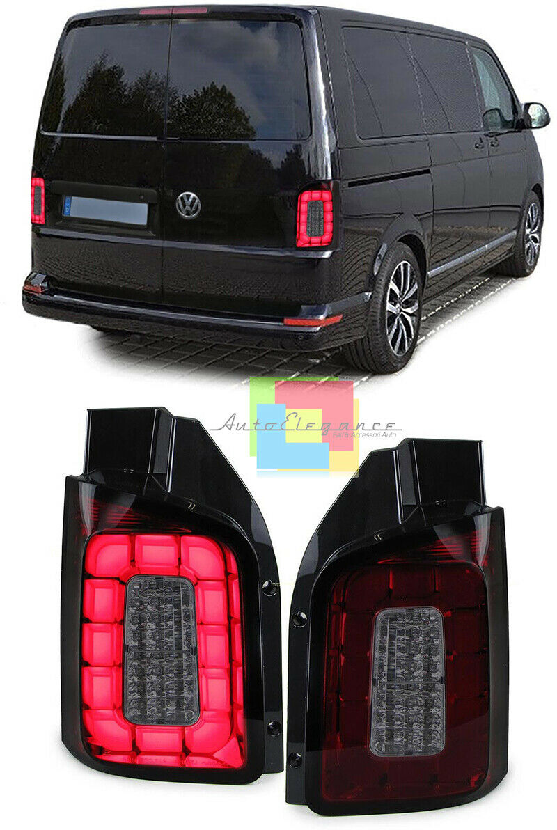 COPPIA FANALI VW T6 TRANSPORTER 2015+ FARI POSTERIORI LIGHTBAR LED FUME' AUTOELEGANCERICAMBI