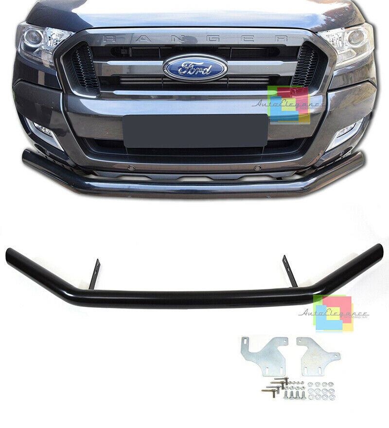 BULL BAR NERO - FORD RANGER 2016+ SOTTO PARAURTI ANTERIORE INOX SUPER DESIGN AUTOELEGANCERICAMBI