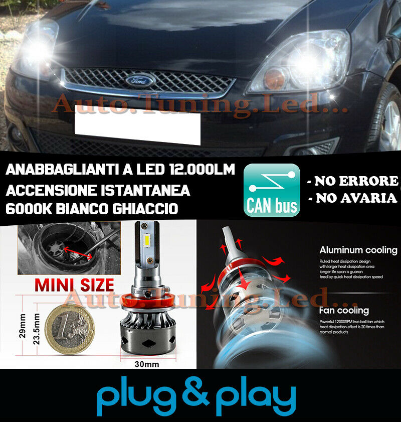 FORD FIESTA MK5 INSTANT NO FAILURE LED LOW BEAM HEADLIGHTS 12,000LM