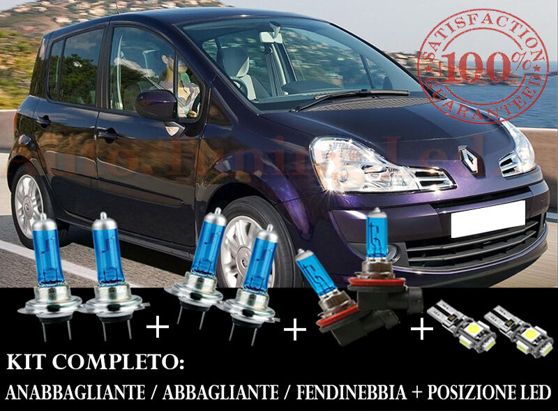 RENAULT MODUS 2004+ SET COMPLETO LAMPADE BLU XENON + POSIZIONE A LED