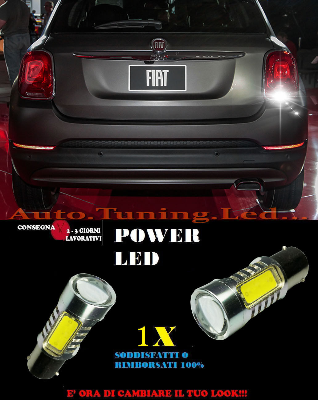 FIAT 500X 6000K LAMPADA RETROMARCIA A LED P21W BA15S CANBUS NO ERROR