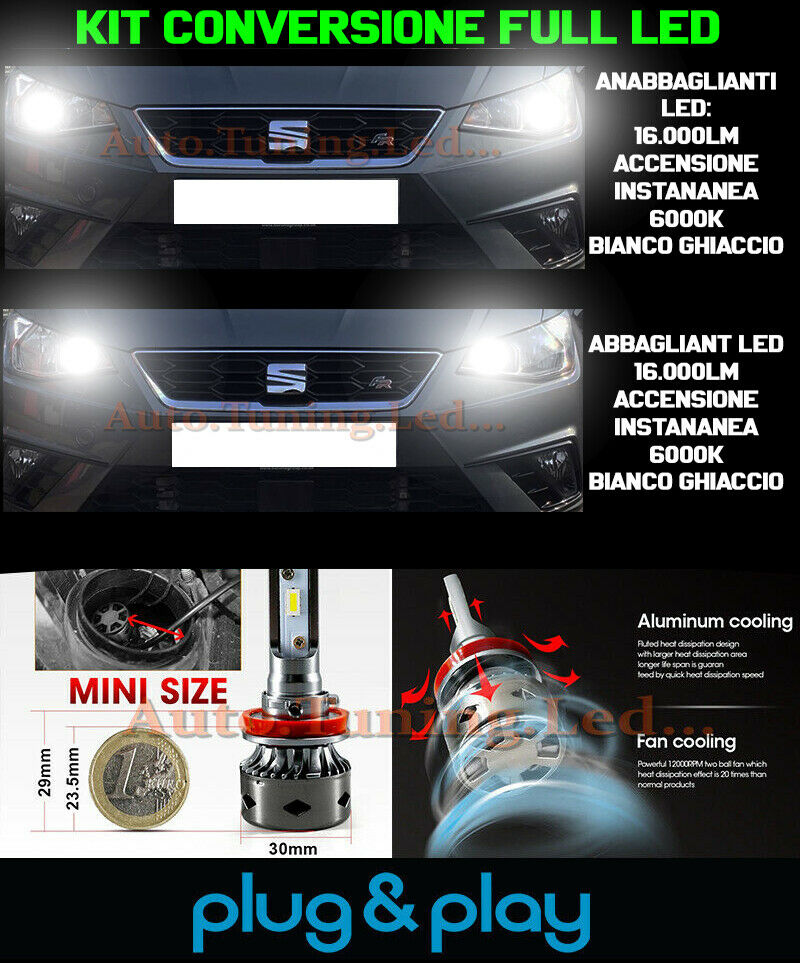 LOW BEAM + HIGH BEAM LED 16.000LM FOR SEAT IBIZA V