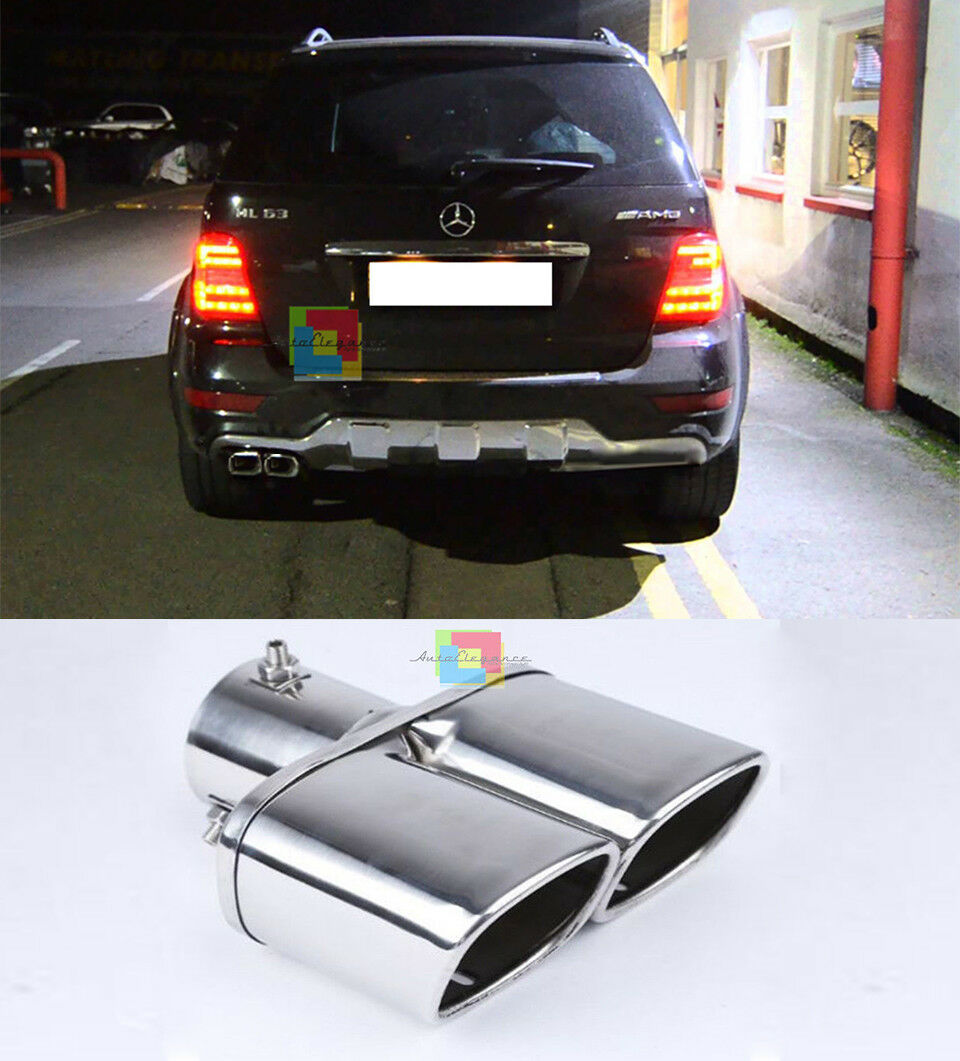 TERMINALI DI SCARICO MERCEDES M W164 2005-2011 INOX CROMATI LOOK SPORTIVO AMG