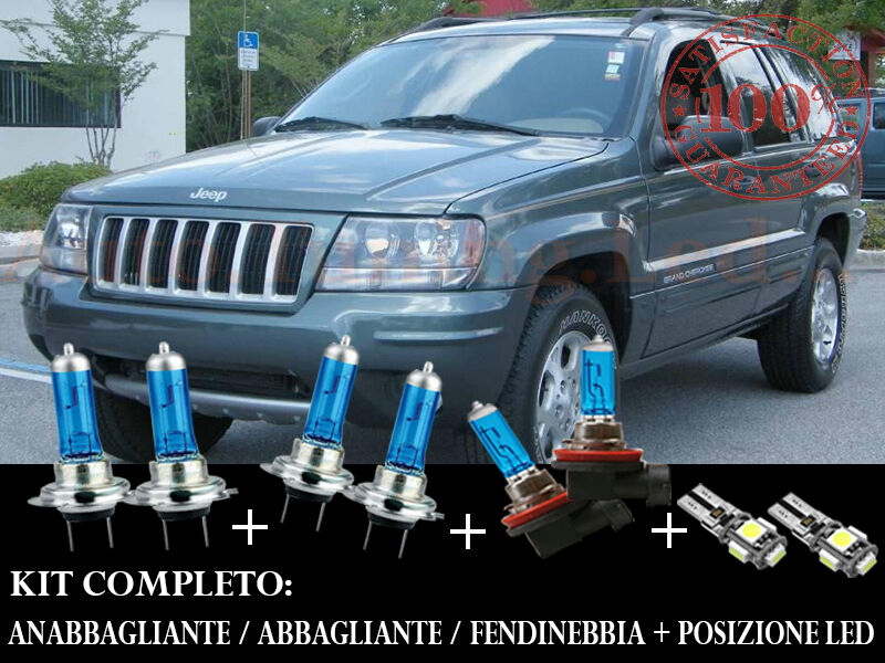 JEEP CHEROKEE 2001-2008 SET COMPLETO LAMPADE BLU XENON + POSIZIONE A LED