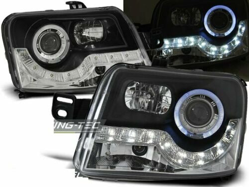 Details on Pair of LED DRL Look Headlights for FIAT PANDA 169 from 2003->Daylight Black LP