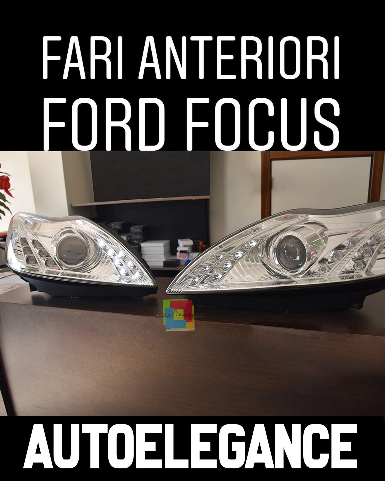 FORD FOCUS MK2 2008-2011 FARI ANTERIORI CROMATI A LED
