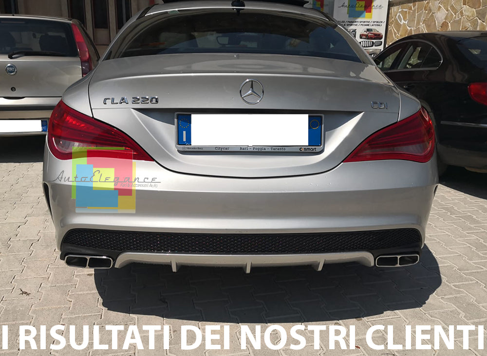 MERCEDES CLA W117 X117 2013-2015 DIFFUSORE POSTERIORE CON TERMINALI INOX AMG A45 LOOK