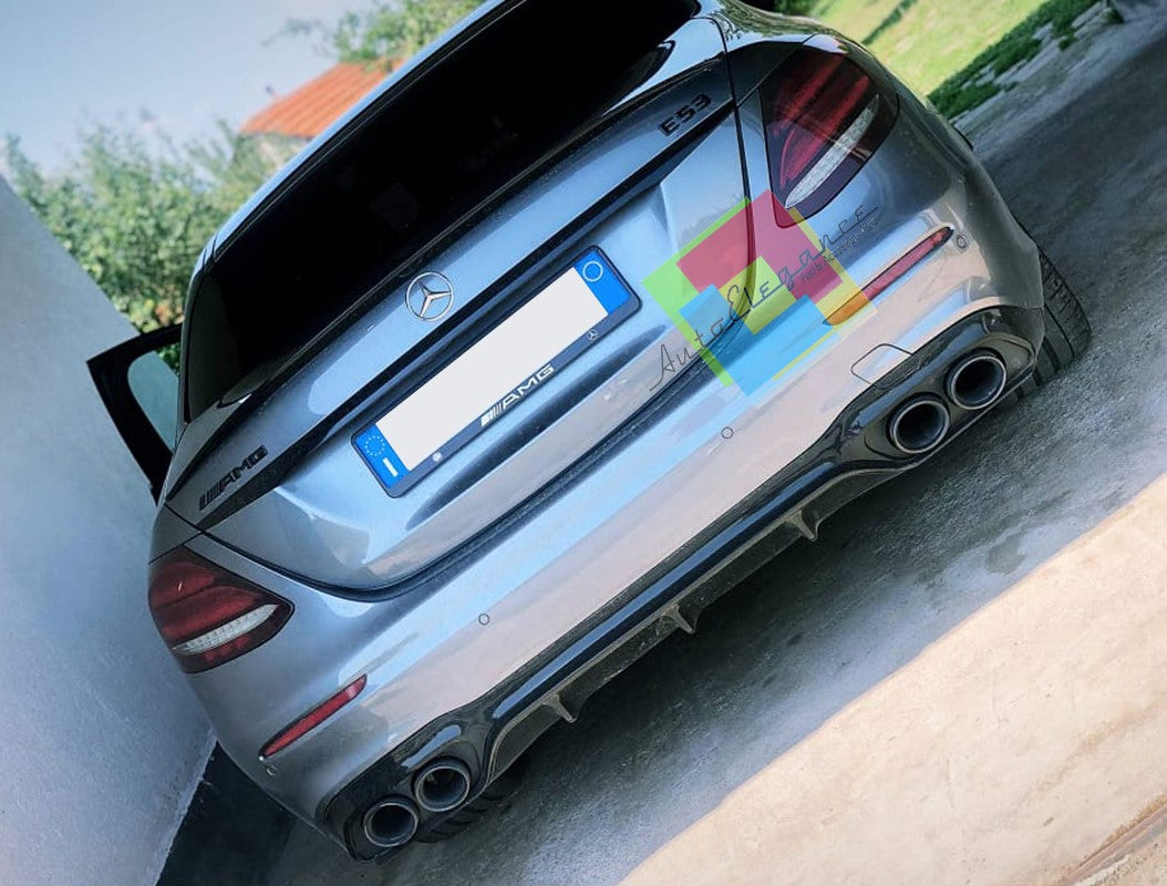 MERCEDES E W213 AMG LOOK REAR DIFFUSER WITH GLOSSY BLACK TIP-PIPE
