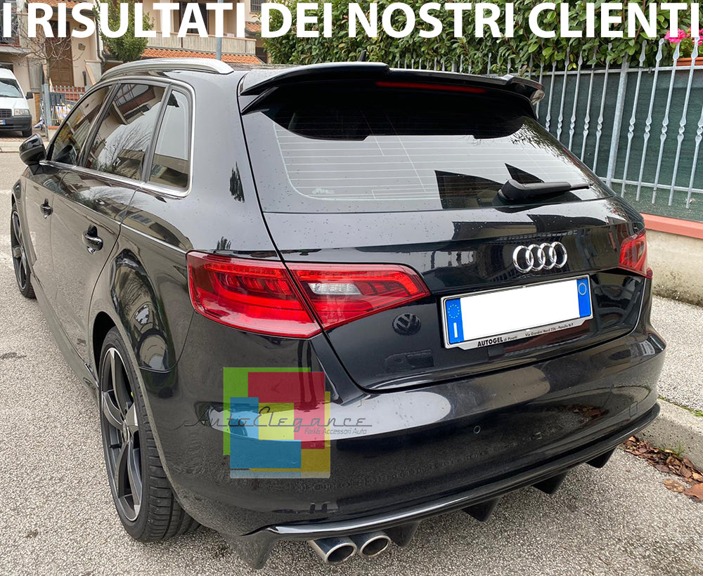 RS3 LOOK ABS PER AUDI A3 8V SPORTBACK 5 PORTE 2012+ SPOILER POSTERIORE SUL TETTO